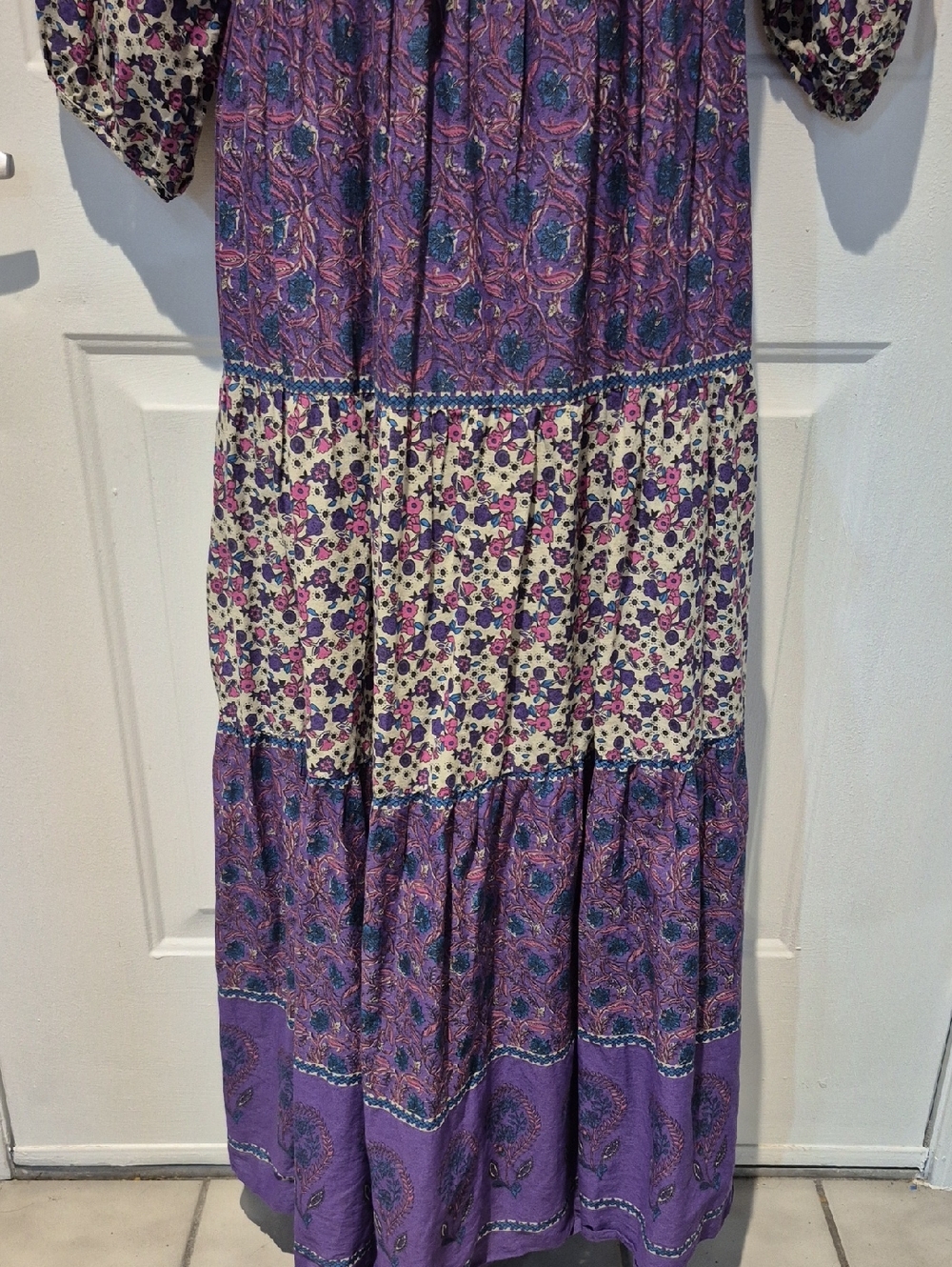 NATURAL LIFE Purple Floral Tiered Maxi Dress. Size M - Picture 3 of 13
